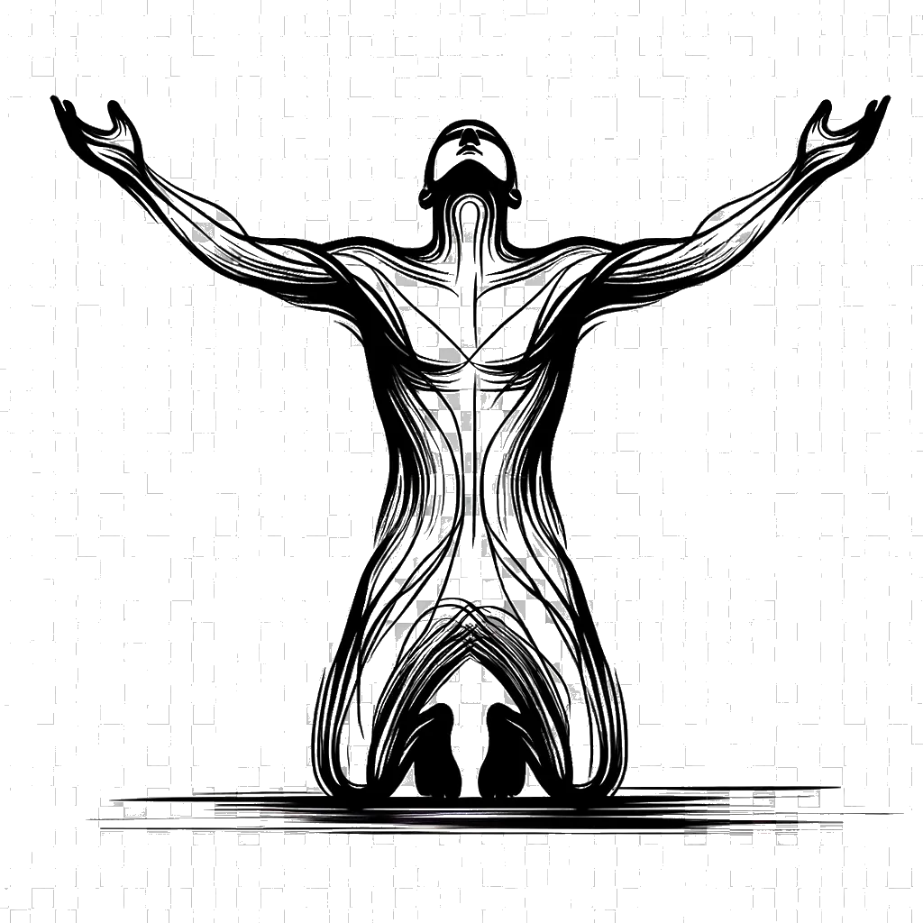 Drawing of open arms of acceptane in black and white depicting the theme of acceptance.