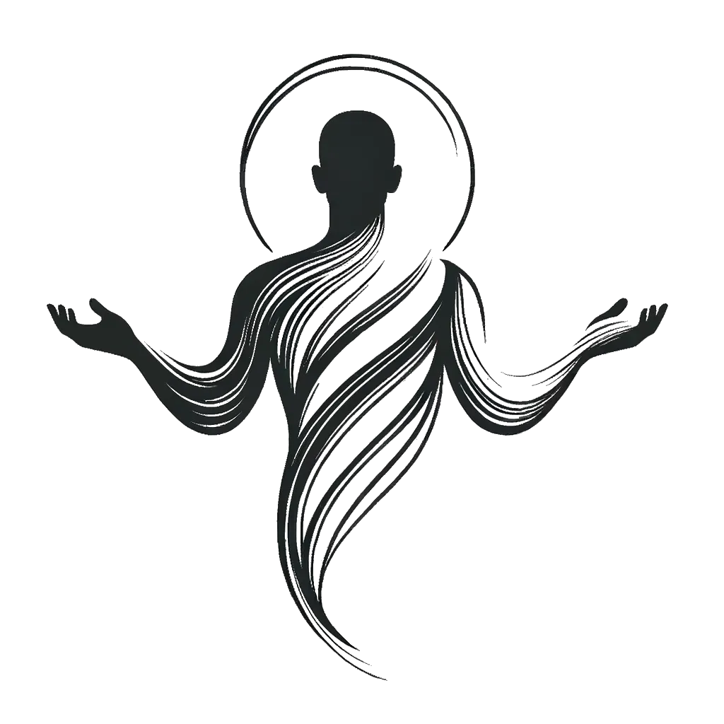 Drawing of a man with open arms in black and white depicting the theme of accountability.