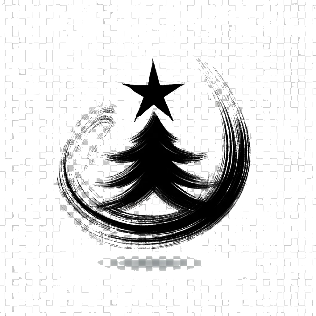 Drawing of a star on top of christmas tree in black and white depicting the theme of advent.