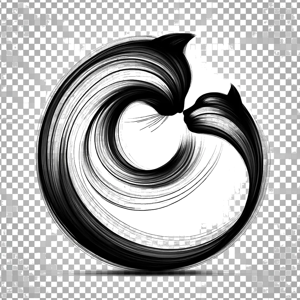 Drawing of a cat giving affection in black and white depicting the theme of affection.