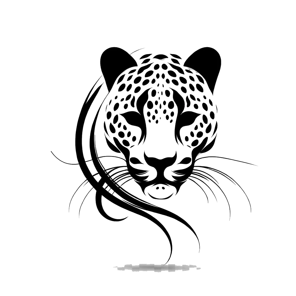 Drawing of a leopard face in black and white depicting the theme of appearances.