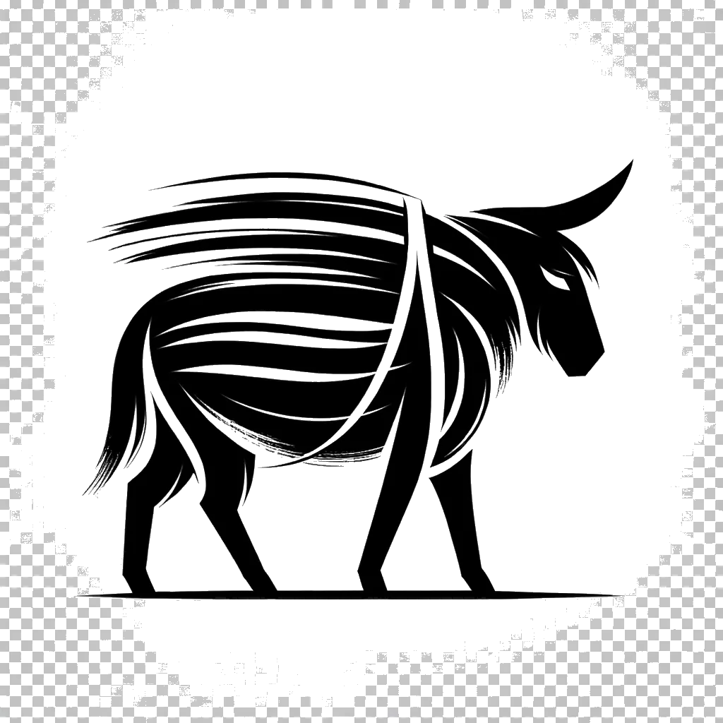 Drawing of a donkey with heavy burden of cargo on its back in black and white depicting the theme of burden.
