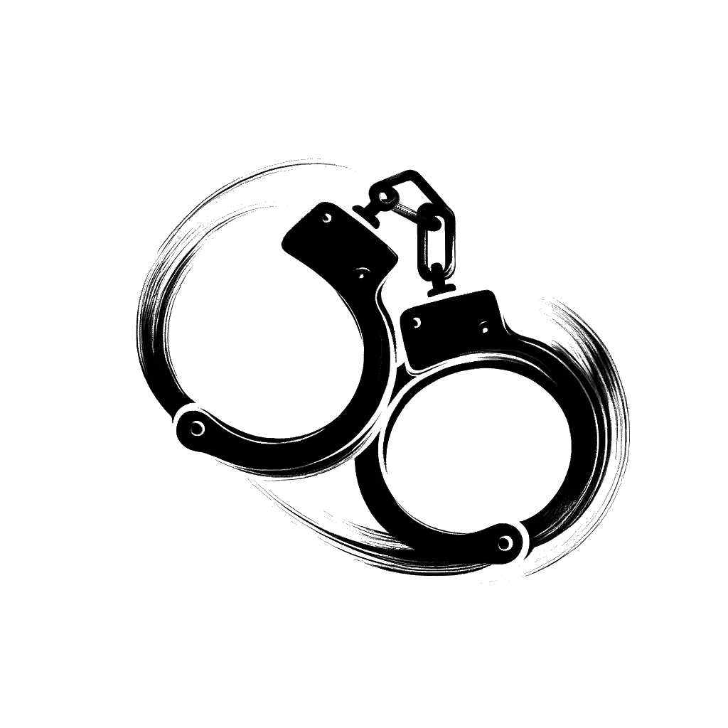 A drawing of handcuffs depicting the theme of crime in black and white