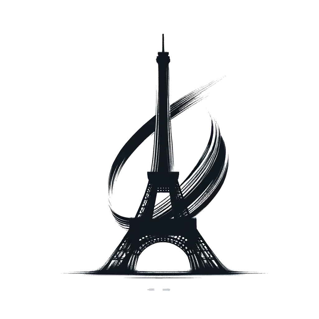A drawing of the eiffle tower depicting the theme of culture in black and white