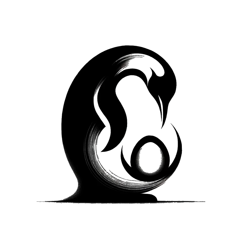 A drawing of an emperor penguin brooding egg in black and white depicting the theme of discipline