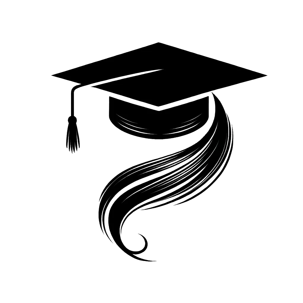 a mortar board university graduation hat depicting the theme of education in black and white.