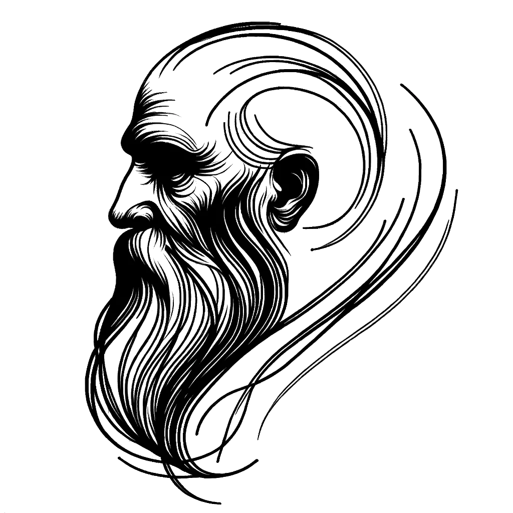 a wise old man with a long beard depicting the theme of elders in black and white.