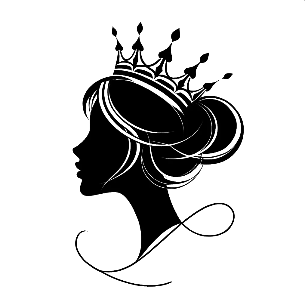 a queen wearing a crown depicting the theme of entitlement in black and white.