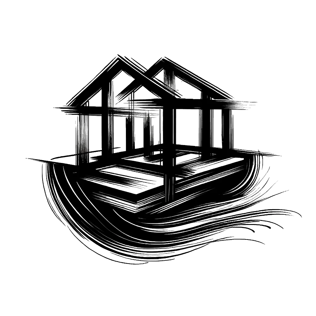 the foundations of a house depicting the theme of foundation in black and white.