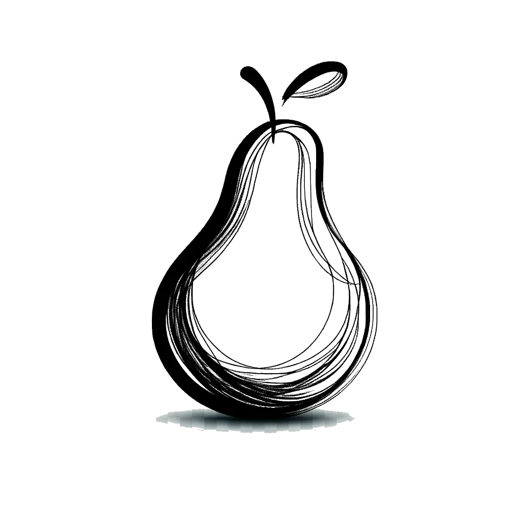 a pear depicting the theme of fruit in black and white.