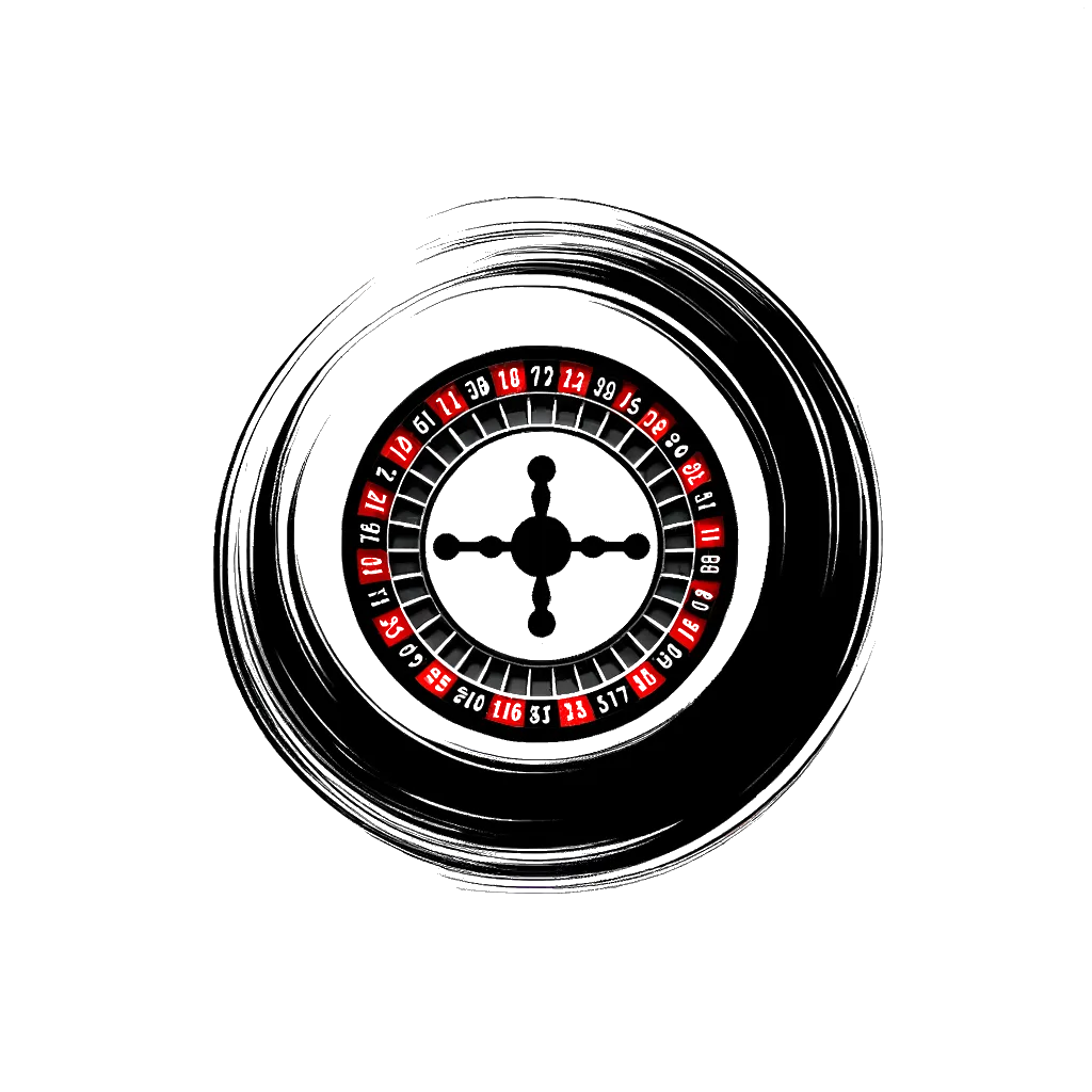 a roulette wheel depicting the theme of gambling in black and white.