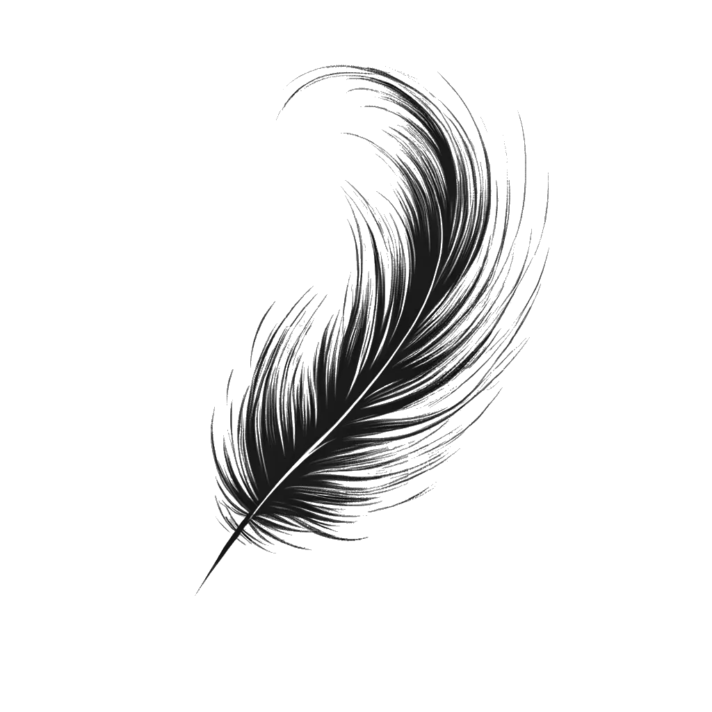 a feather depicting the theme of gentleness in black and white.