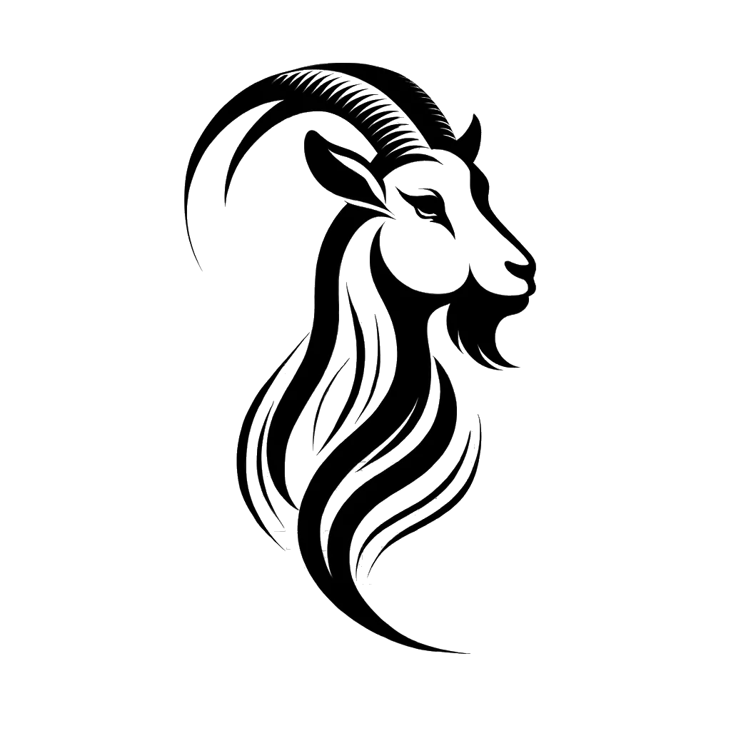 a goat depicting the theme of goats in black and white.