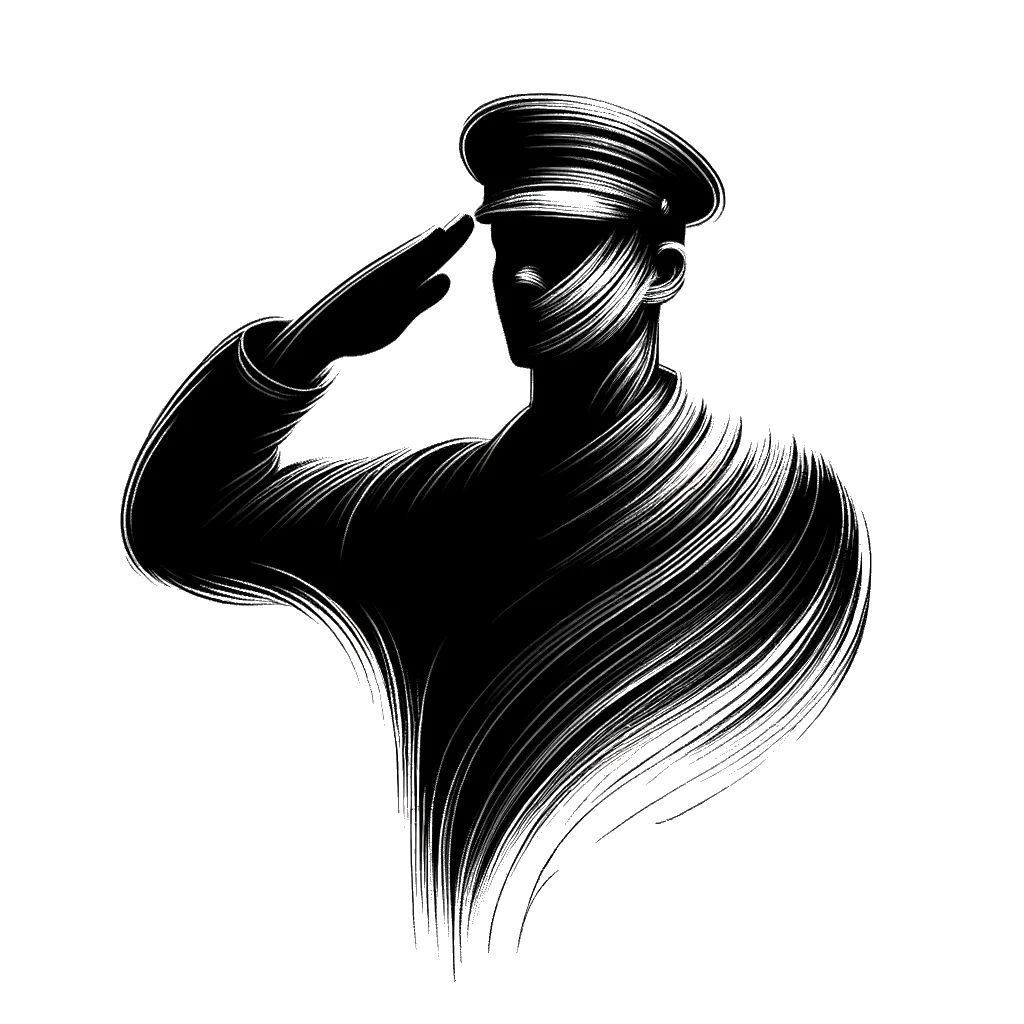 a saluting US soldier depicting the theme of honor in black and white.