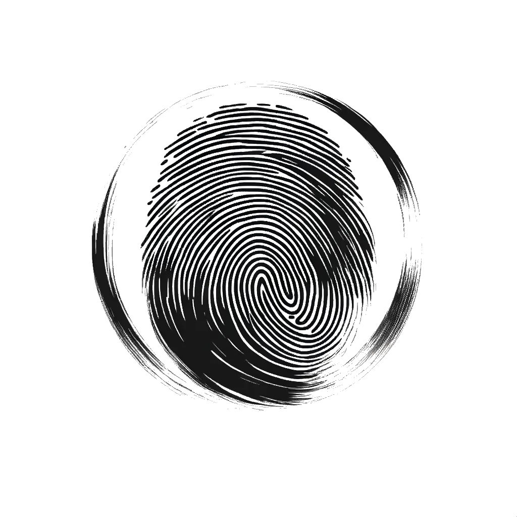 a fingerprint depicting the theme of Individuality in black and white.
