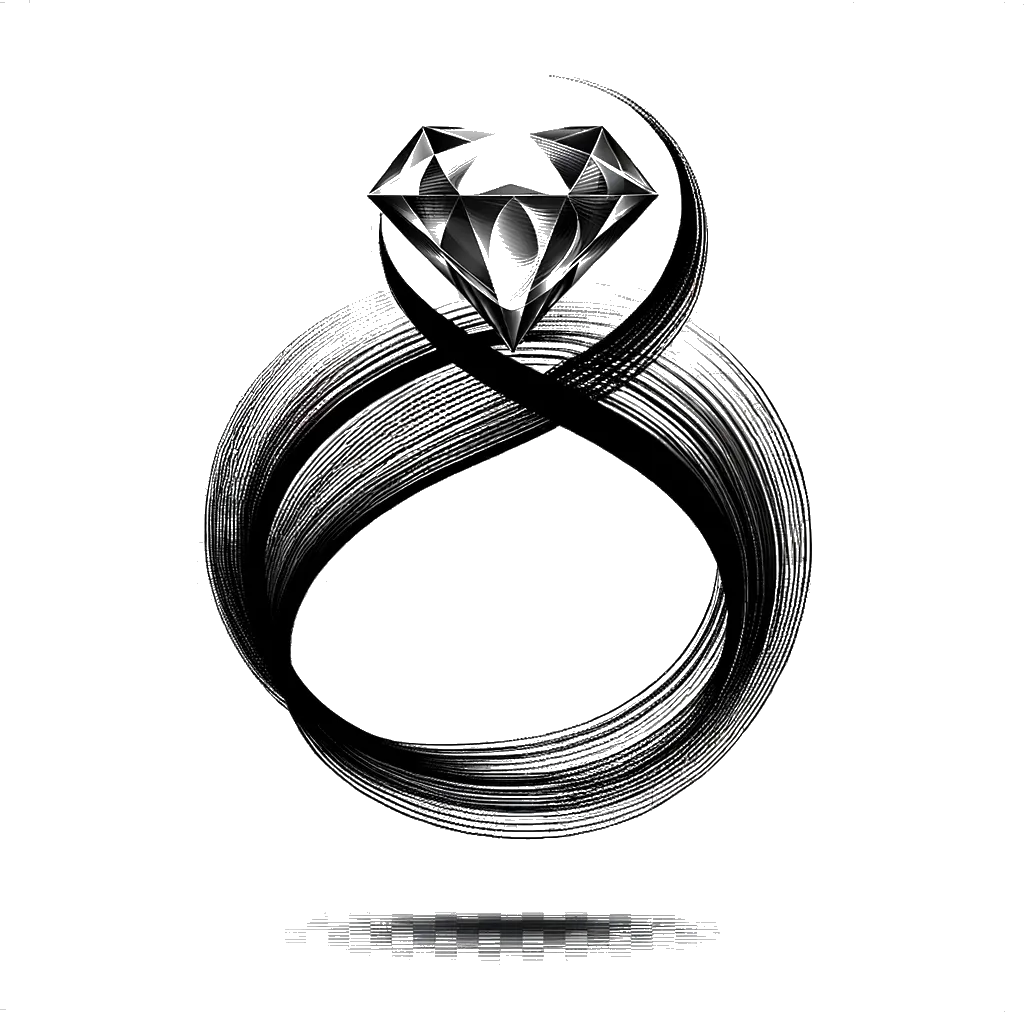 a diamond ring depicting the theme of jewelry in black and white.