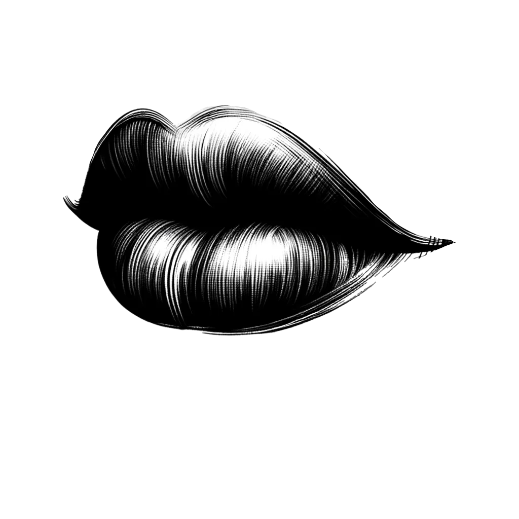 a womans lips depicting the theme of lips in black and white.