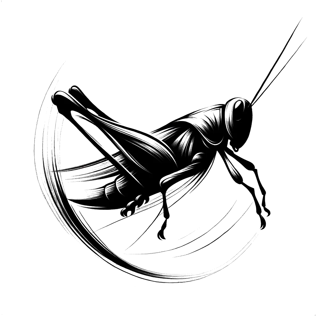 a grasshopper depicting the theme of locusts in black and white.