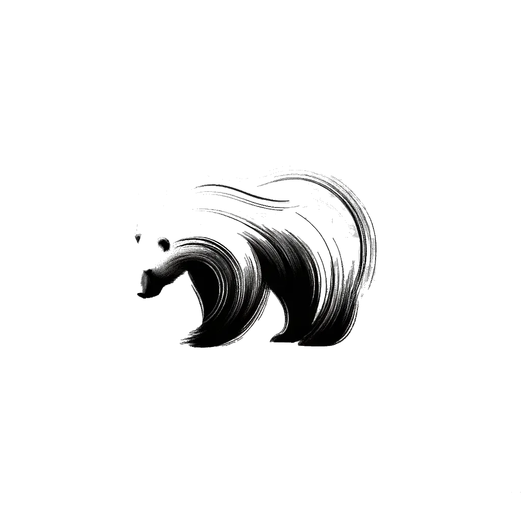 a polar bear depicting the theme of loneliness in black and white.