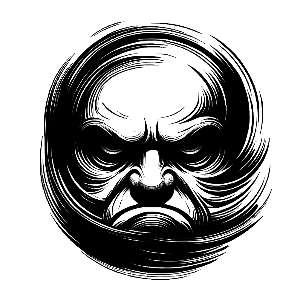 a mans grumpy face depicting the theme of negativity in black and white.