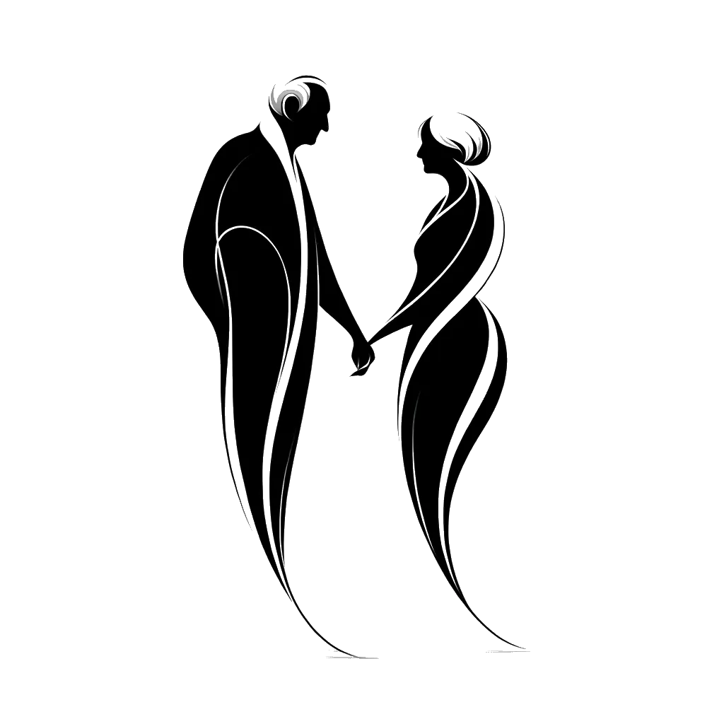 an older western male and female couple holding hands depicting the theme of parents in black and white.
