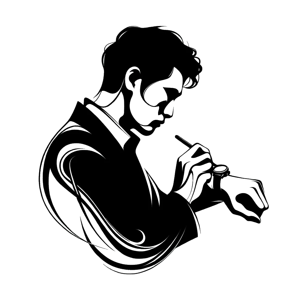 a man checking his watch patiently depicting the theme of patient in black and white.