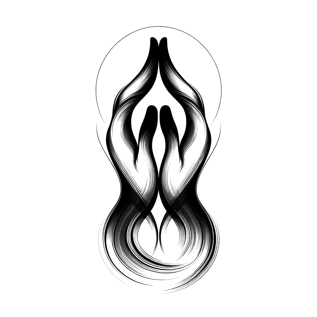 realistic praying hands depicting the theme of prayer in black and white.