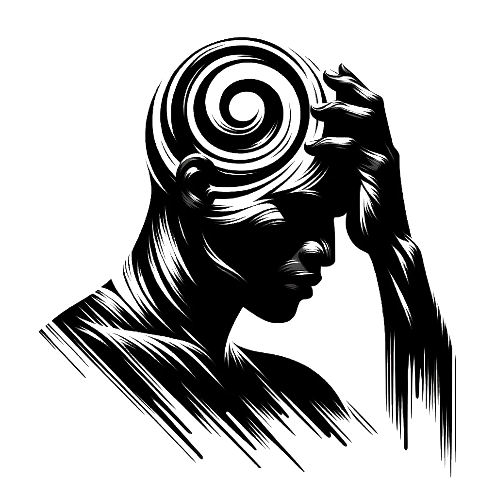 a realistic man with his hand on his head looking vexed depicting the theme of problems in black and white.