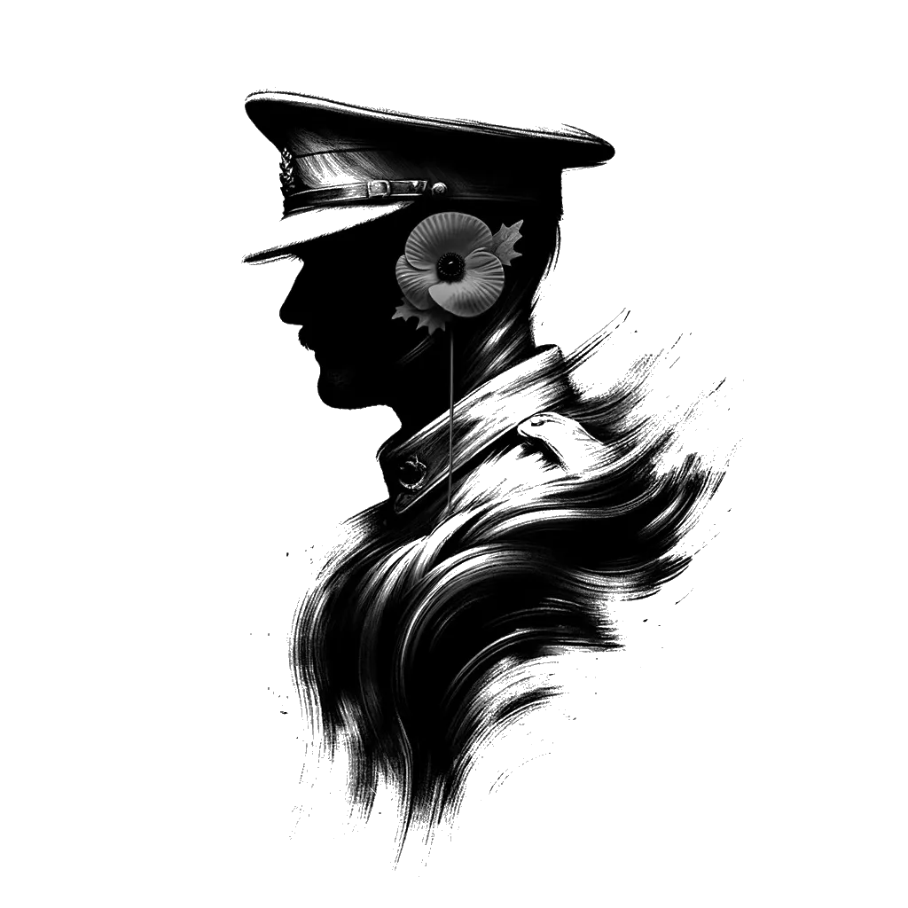 a war veteran wearing a remembrance poppy depicting the theme of remembrance in black and white.