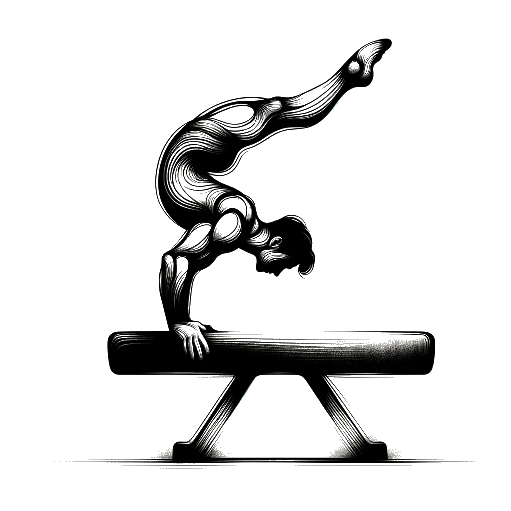 a male gymnast on pommel horse depicting the theme of resistance in black and white.