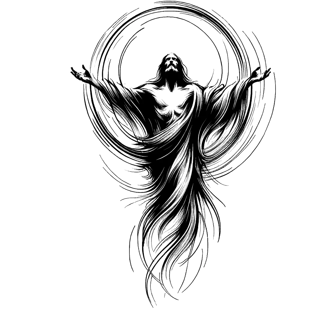 Jesus resurrection depicting the theme of resurrection in black and white.