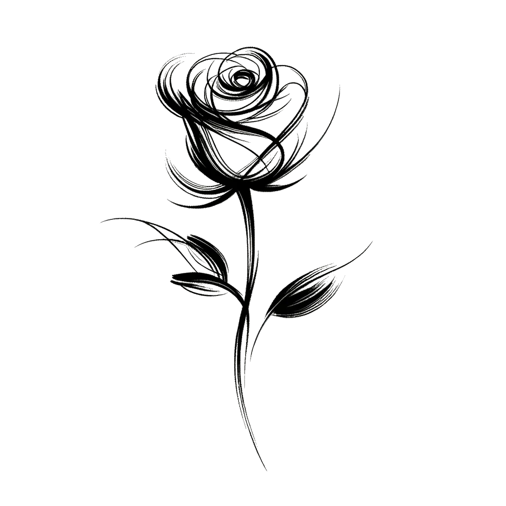 a romantic single rose on a stem depicting the theme of romance in black and white.