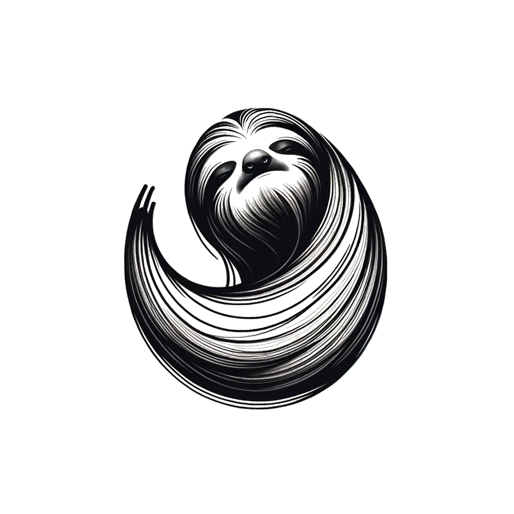 a sloth depicting the theme of sloth in black and white.