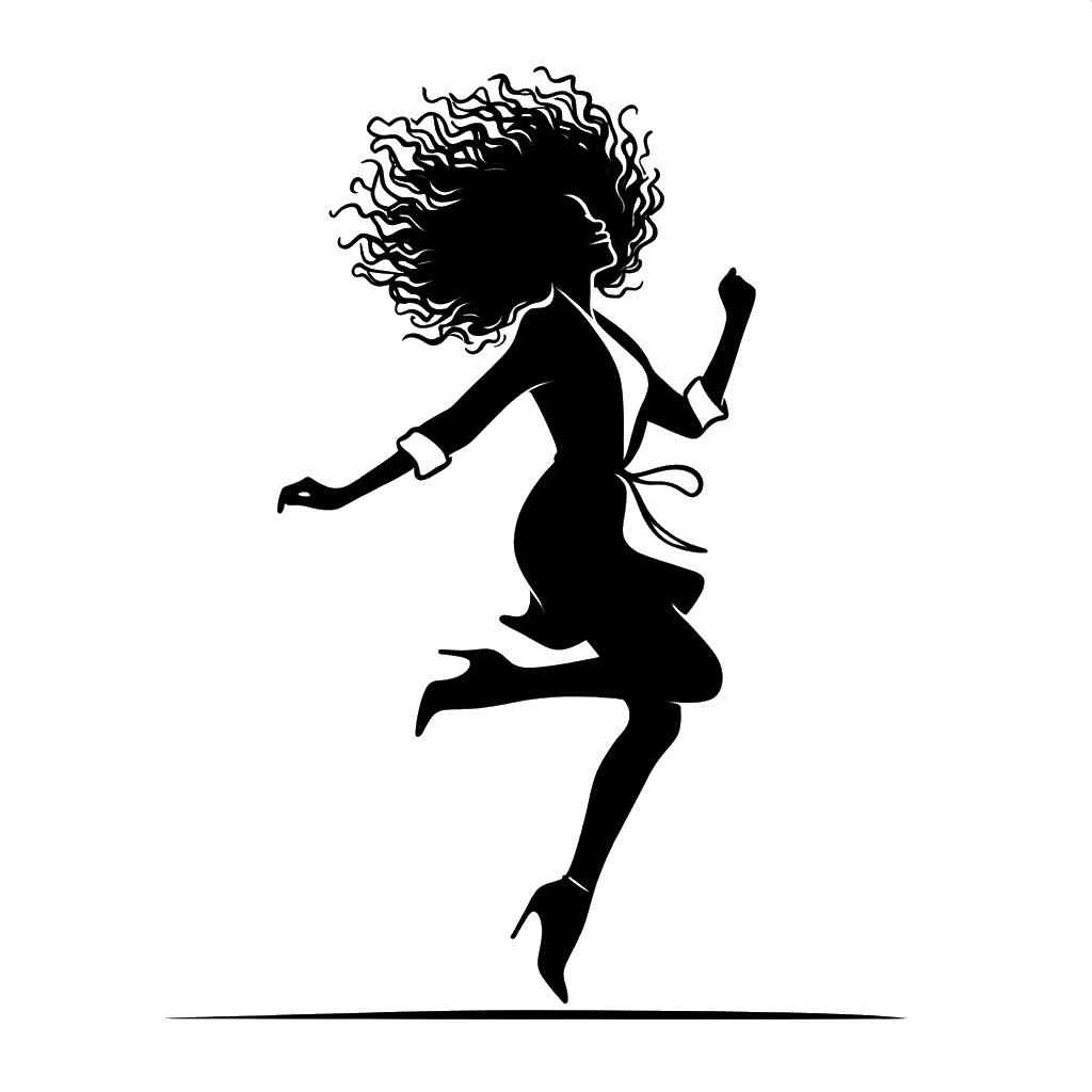 a young woman jumping up in happiness depicting the theme of success in black and white.