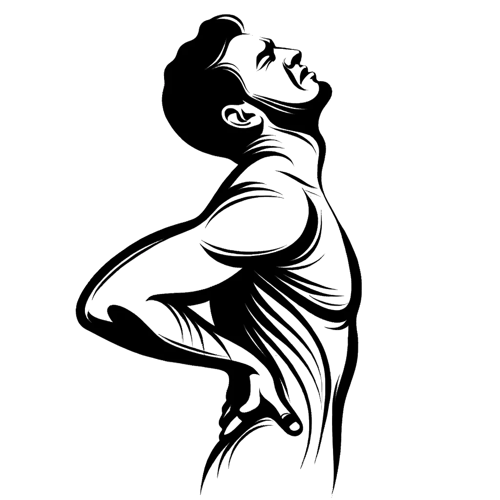a  man holding his back in pain depicting the theme of suffering in black and white.