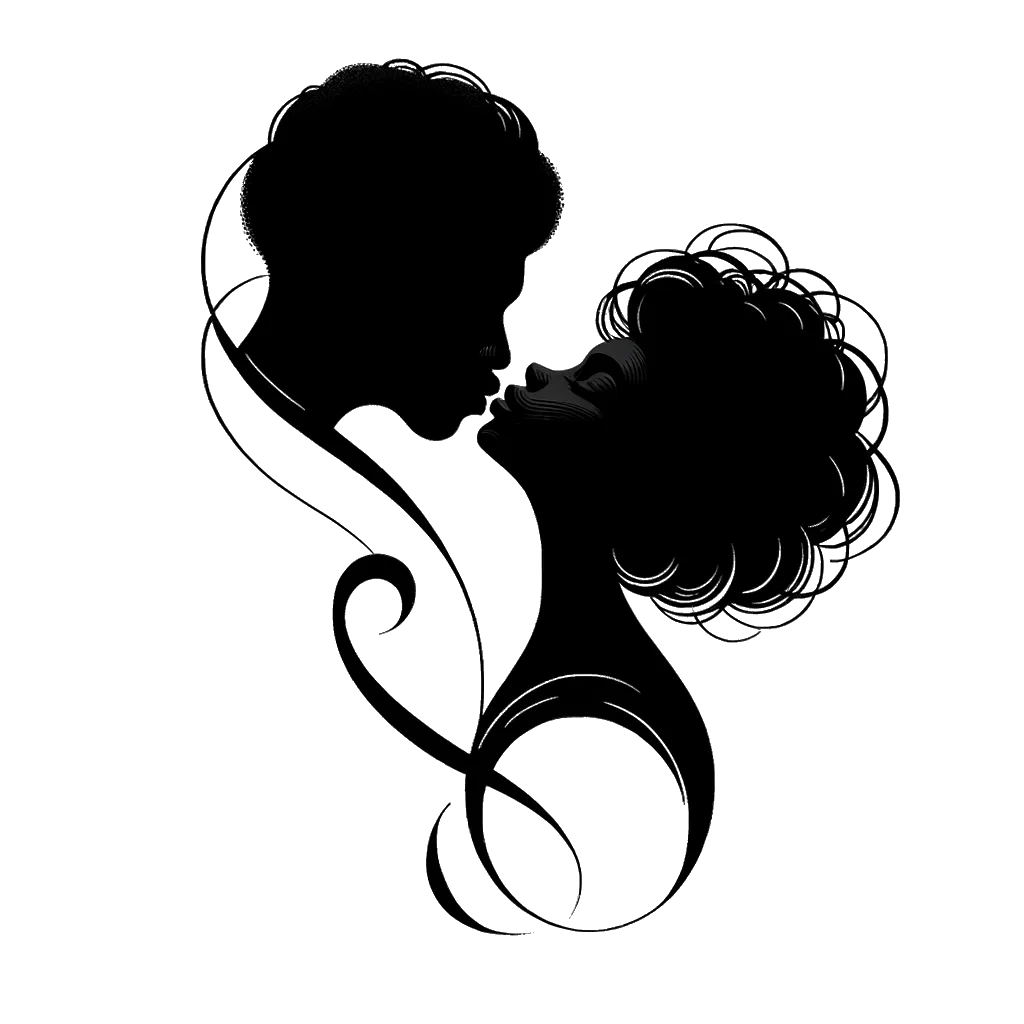 a woman kissing her husband on the cheek depicting the theme of wife in black and white.