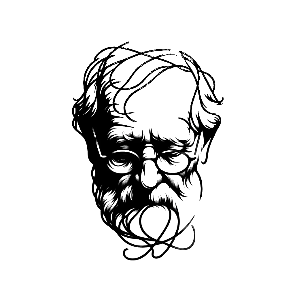 a old man looking down his spectacles depicting the theme of wisdom in black and white.
